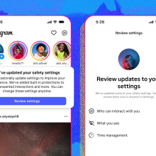 Screenshots of Instagram notifications about teen settings.