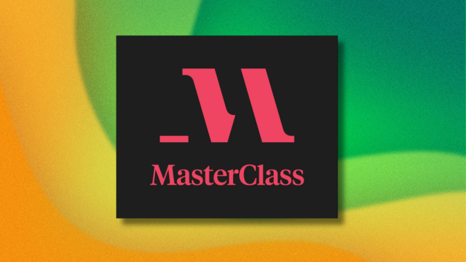 MasterClass logo on green and yellow abstract background