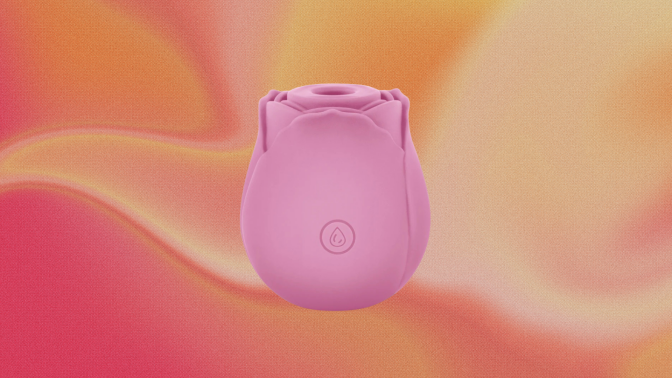 A pink, rose-shaped vibrator.