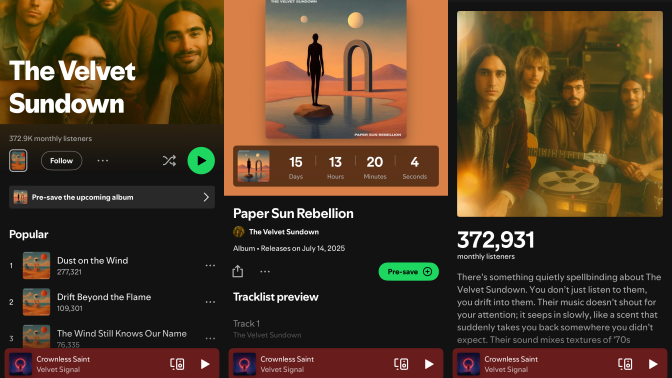 The Velvet Sundown is an AI-generated band on Spotify. Maybe.