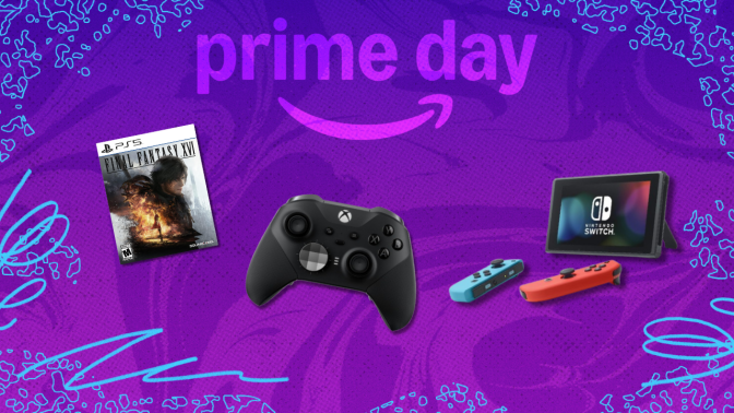 Gaming accessories in front of a purple background.